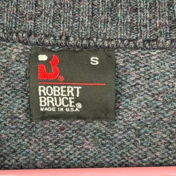 VTG Robert Bruce gray wool blend heathered button up cardigan sweater mens small - Picture 6 of 8